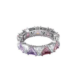 Millenia cocktail ring, Triangle cut crystals, Purple, Rhodium plated
